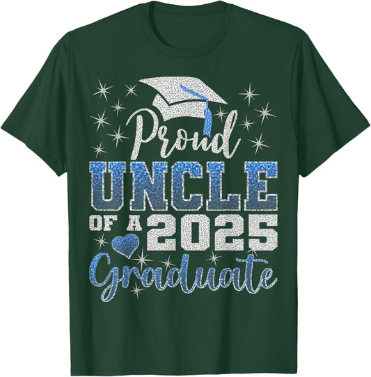 Super Proud Uncle of 2025 Graduate Awesome Family College T-Shirt - T-Shirt | Forest