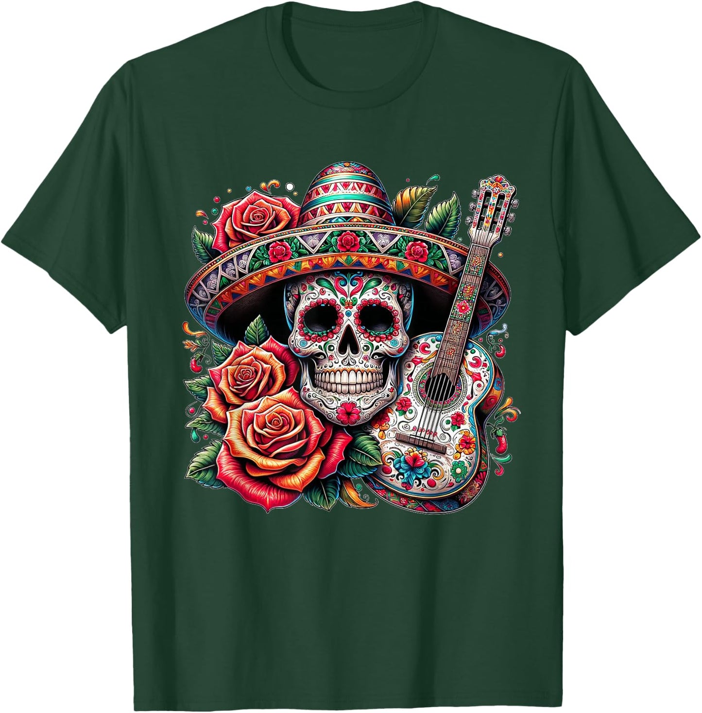 Cinco De Mayo Skull Sombrero Fiesta Mexican Skull Men Women T-Shirt - T-Shirt | Forest