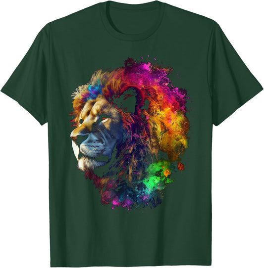 Lion Artwork Colourful Animal Art Lion T-Shirt - T-Shirt | Forest