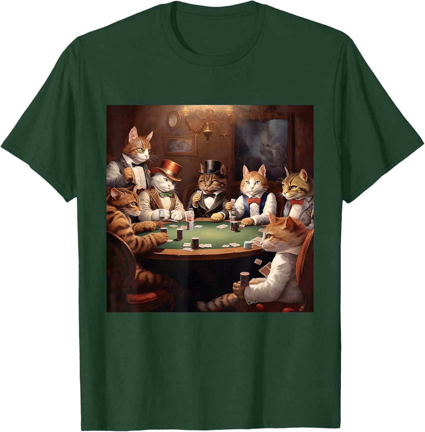 Poker Cat Lover Casino Gambling Cats Playing Poker Cards , Small, Black T-Shirt - T-Shirt | Forest