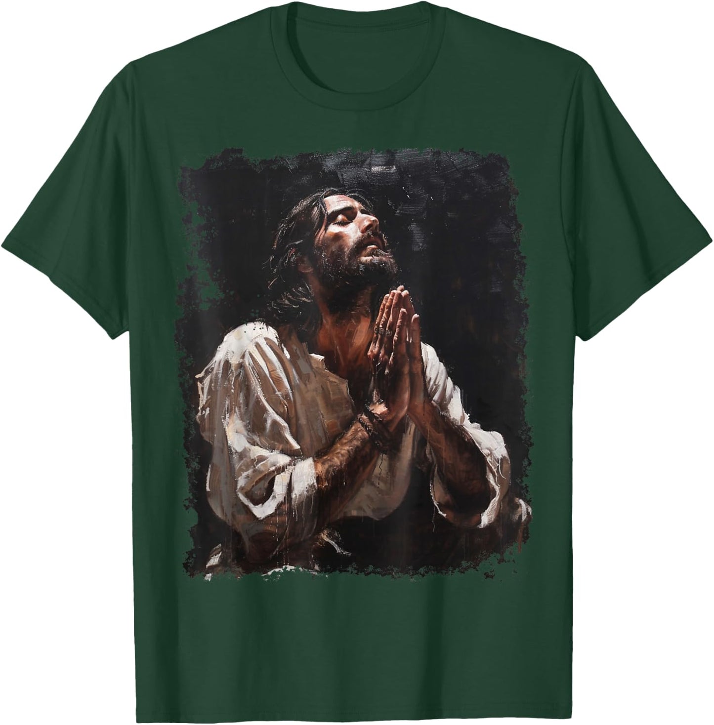 Praying Jesus Christ Christian Graphic T-Shirt - T-Shirt | Forest