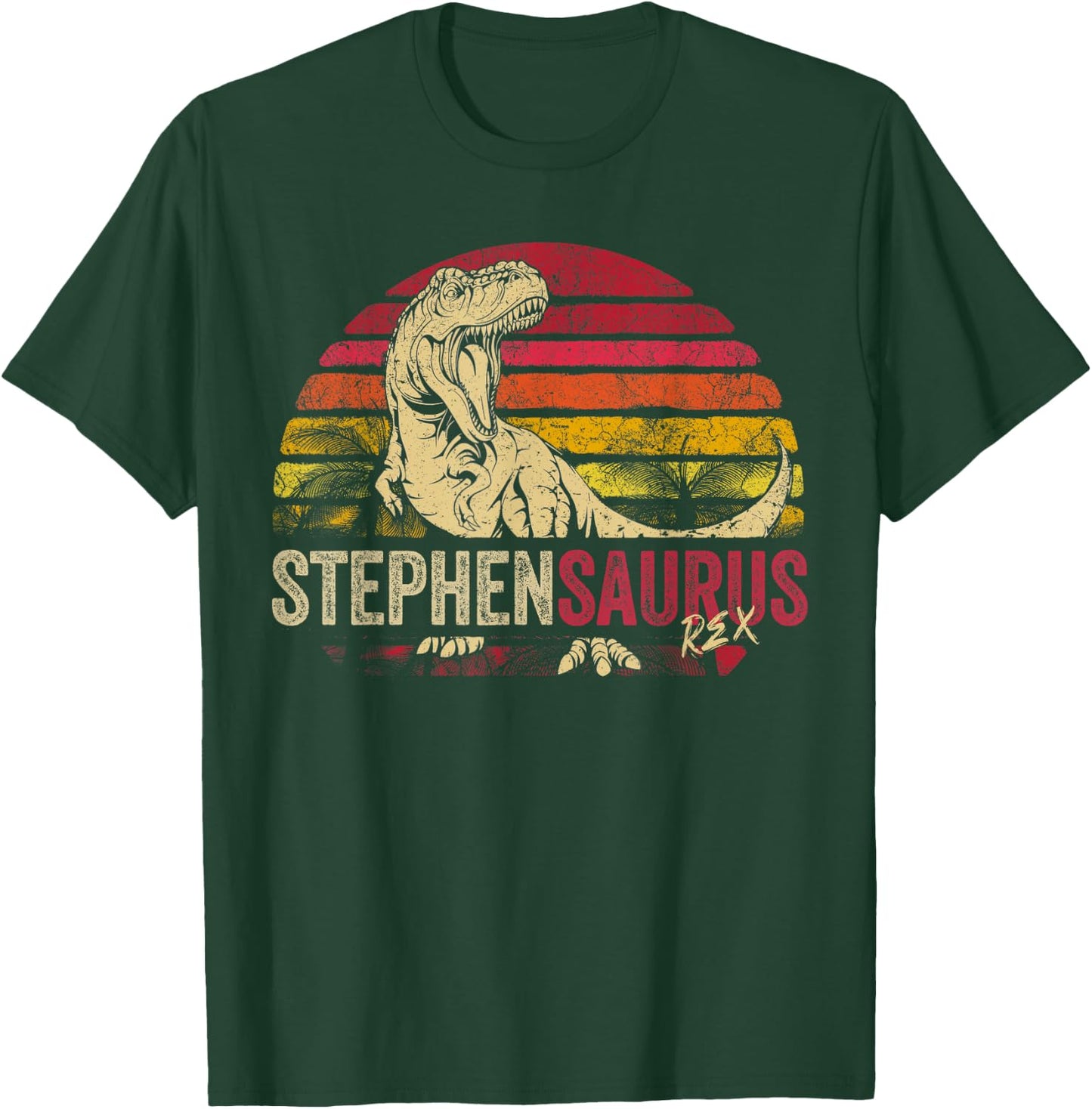 Stephen Saurus Funny Personalized Dinosaur T Rex Boys Name T-Shirt - T-Shirt | Forest
