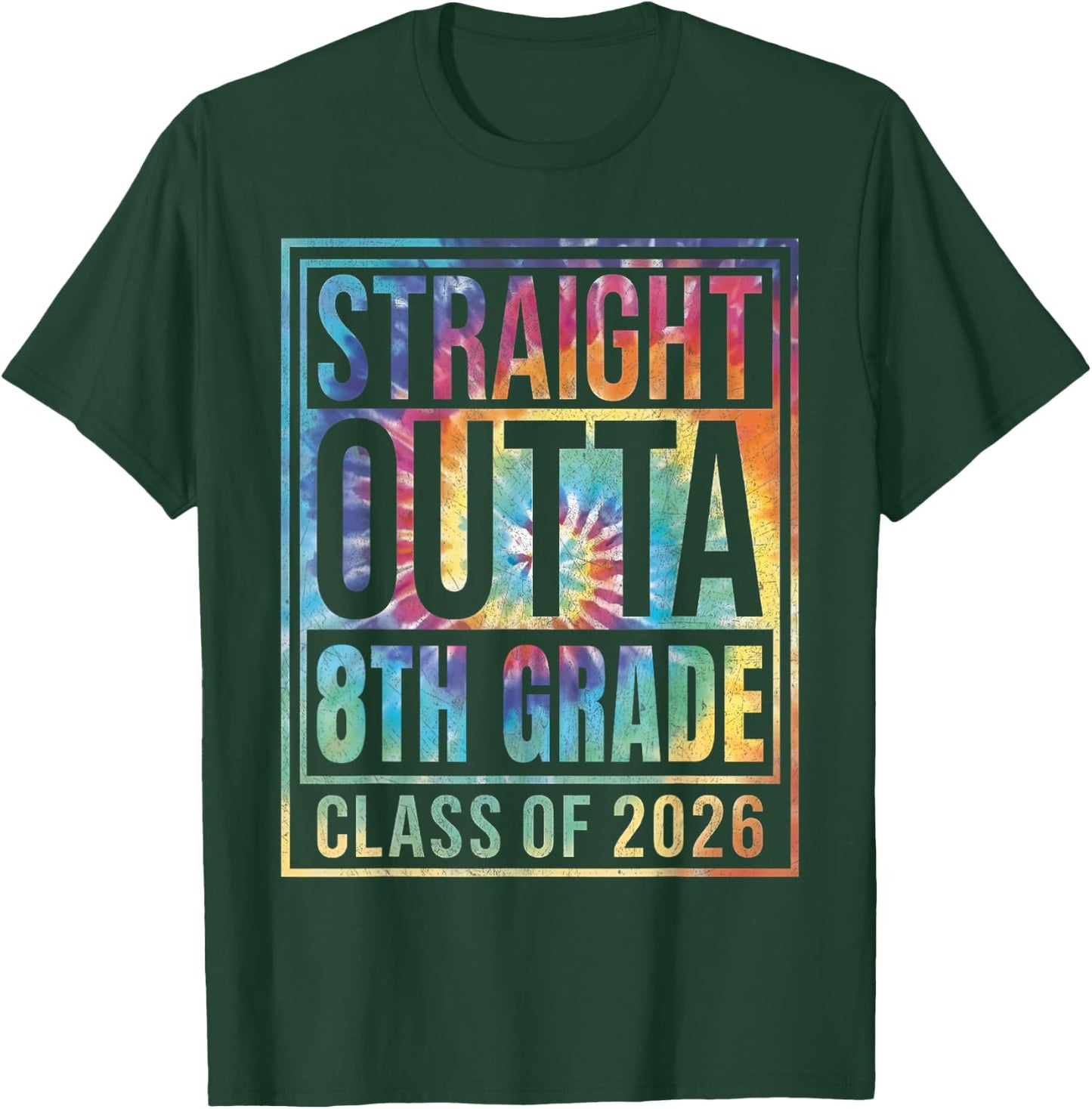 Straight Outta 8th Grade Graduation Class 2026 Eighth Grade T-Shirt - T-Shirt | Forest