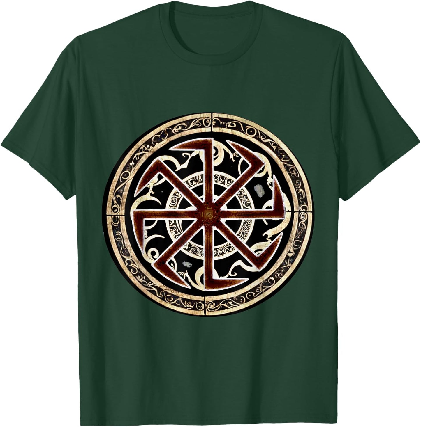 Kolovrat Slavic Protective Rune T-Shirt - T-Shirt | Forest