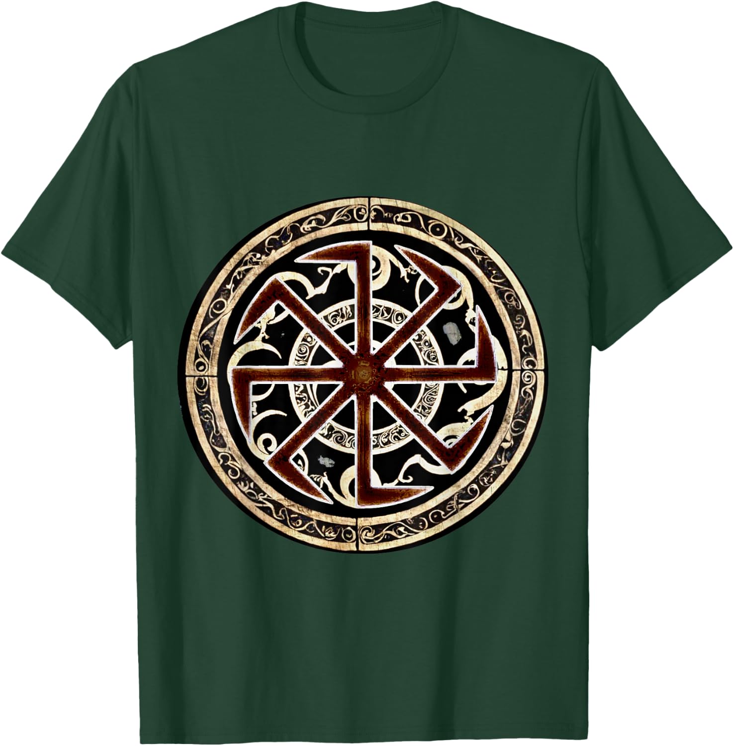 Kolovrat Slavic Protective Rune T-Shirt - T-Shirt | Forest
