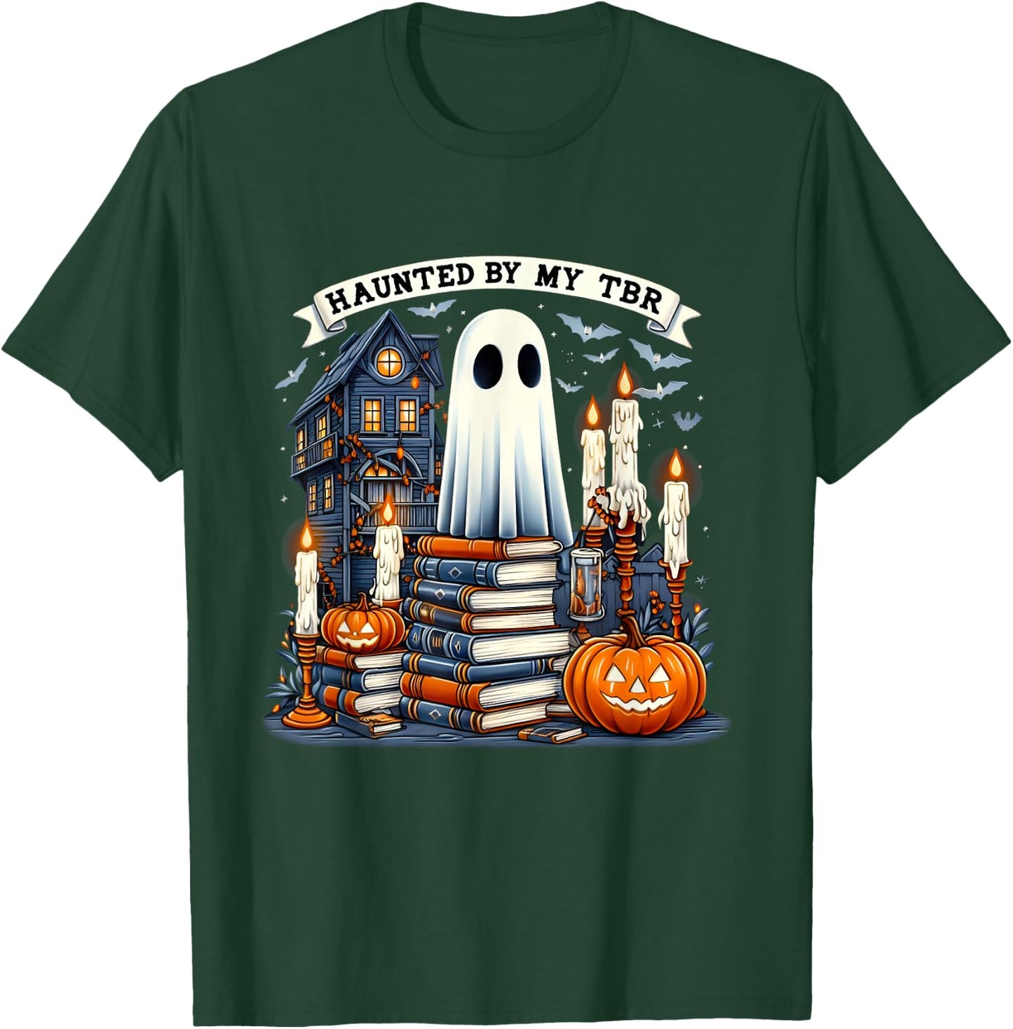 Retro Haunted by My TBR Halloween Book Readers Book Lovers T-Shirt - T-Shirt | Forest