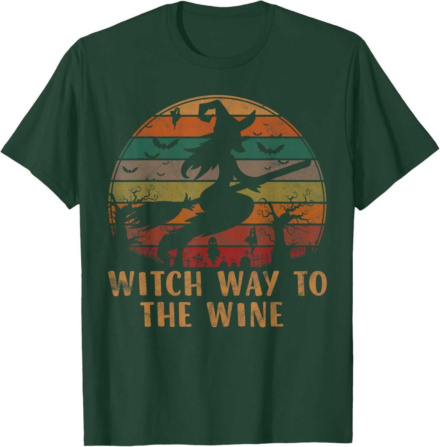 Witch Way To The Wine Apparel Funny Halloween Costume Gift T-Shirt - T-Shirt | Forest