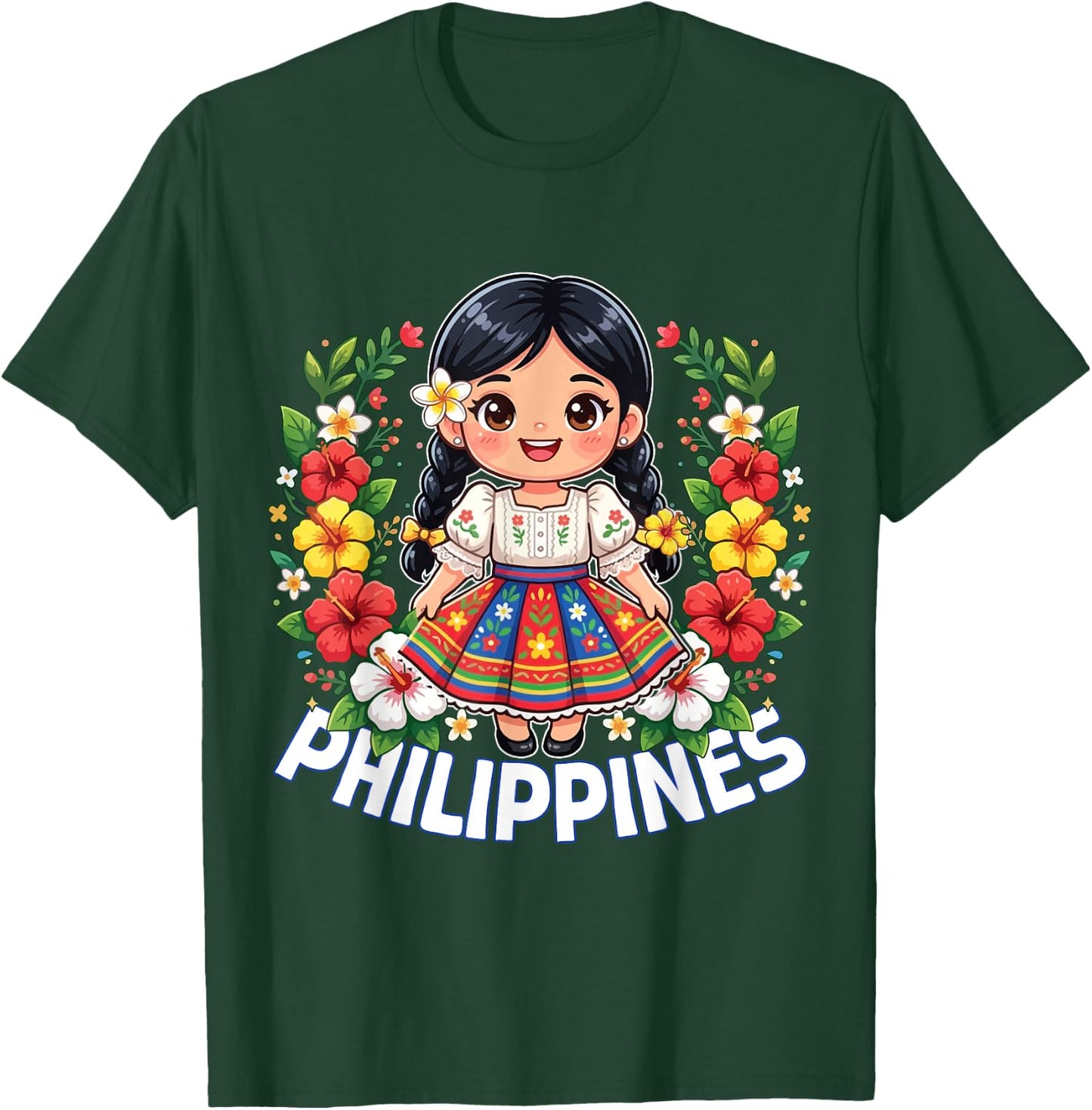 Philippines Flag Culture Cute Filipina Girl Kids T-Shirt - T-Shirt | Forest