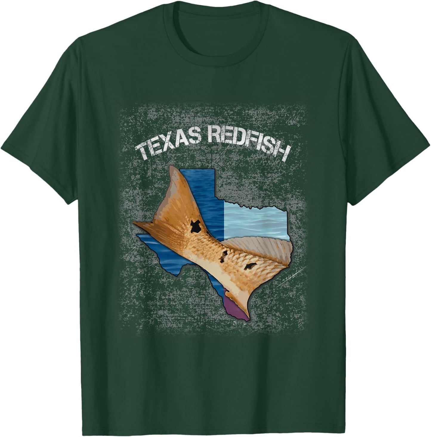 Texas Redfish Texas Flag Fishing Shirt T-Shirt - T-Shirt | Forest