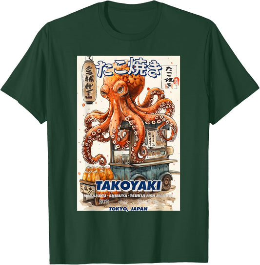 Japanese Octopus Harajuku Anime / Manga Y2K Streetwear Cool T-Shirt - T-Shirt | Forest