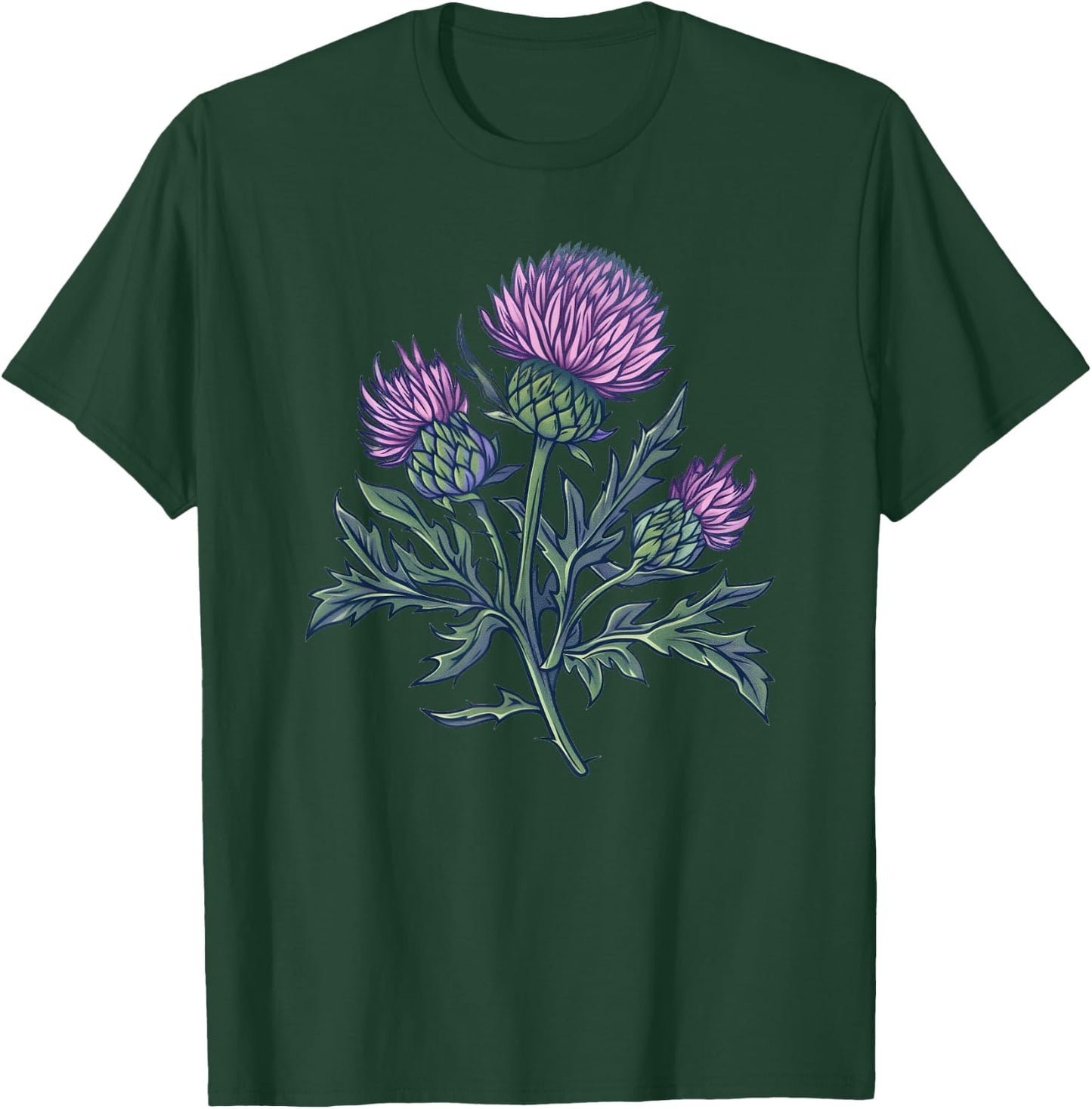 Thistle Flower Design T-Shirt - T-Shirt | Forest