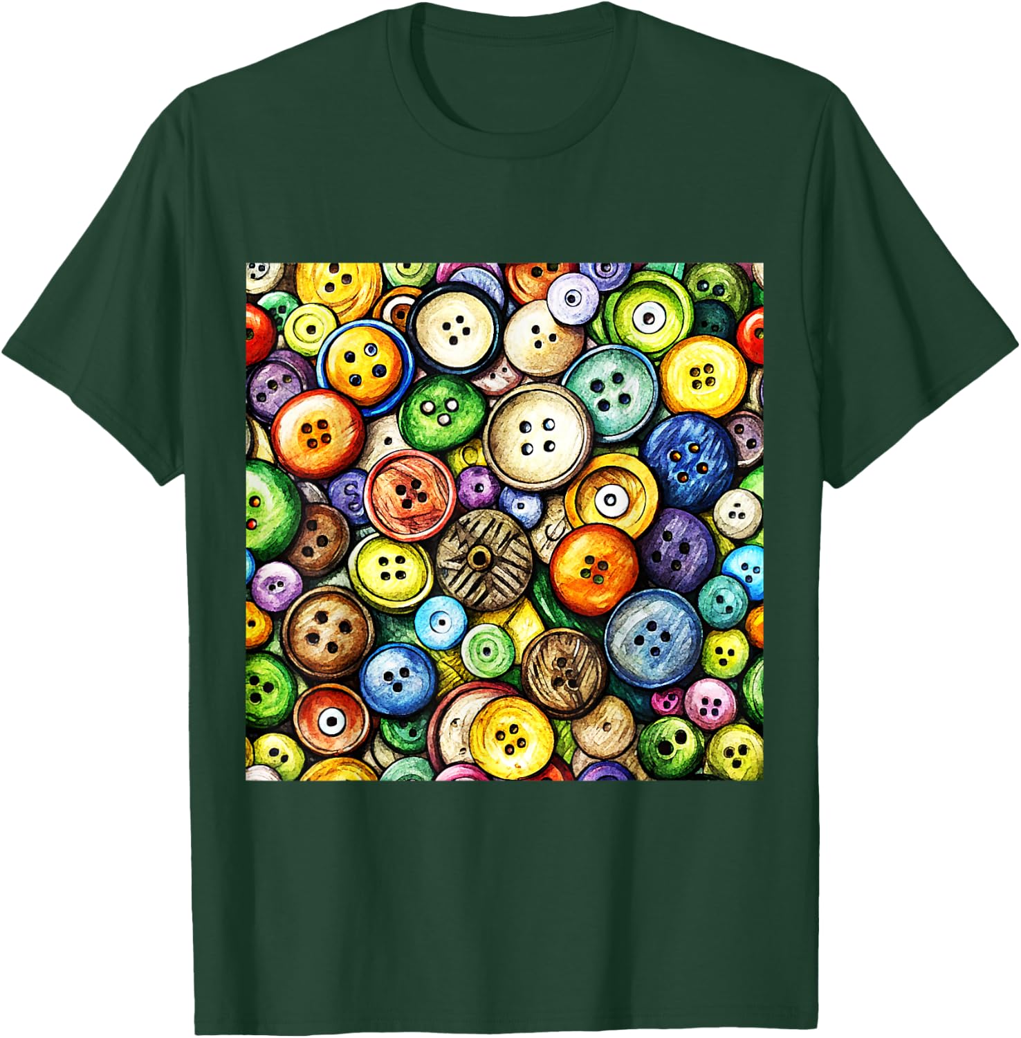 Multicolor Button Pattern T-Shirt - T-Shirt | Forest