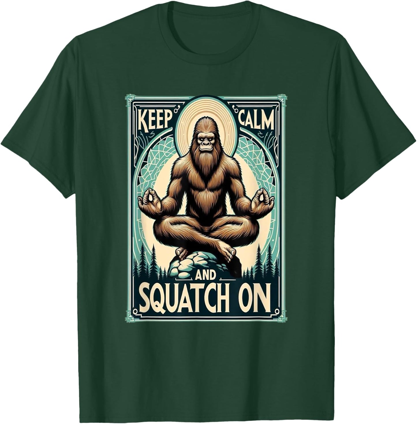 Funny Bigfoot Yoga Pose Meditation Keep Calm And T-Shirt - T-Shirt | Forest