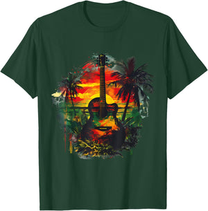Rasta Reggae Guitar Jamaican Pride Rastafari Roots T-Shirt - T-Shirt | Forest