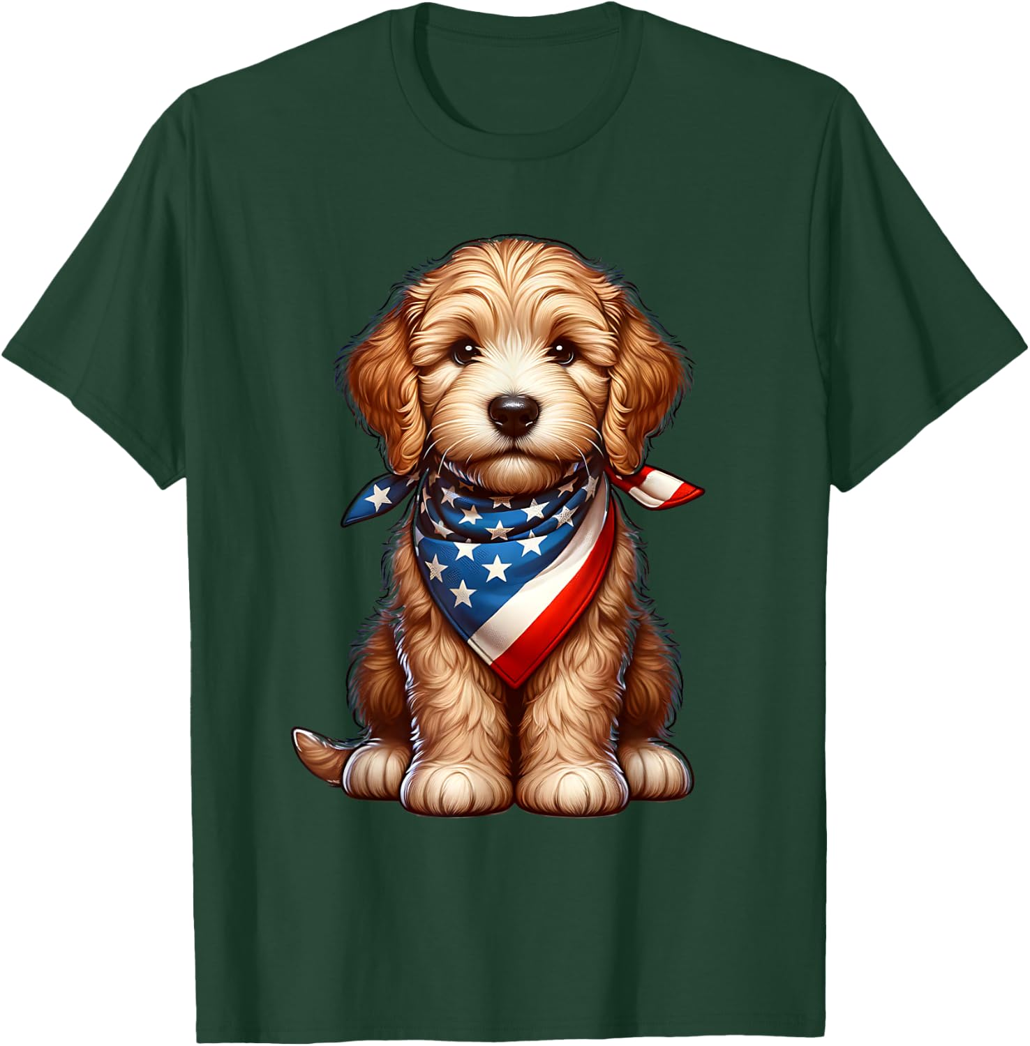 Cute Labradoodle Puppy 4th Of July Dog Kids Men T-Shirt - T-Shirt | Forest