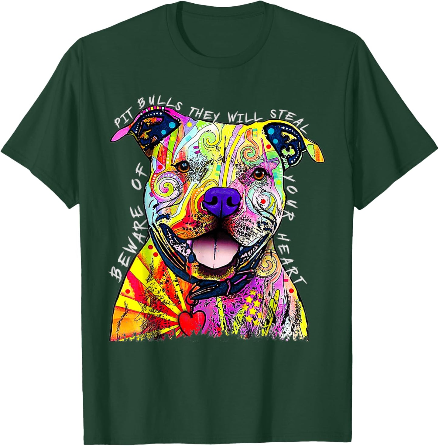 Funny Beware of Pit Bulls, Dean Russo Pitbull Original T-Shirt - T-Shirt | Forest