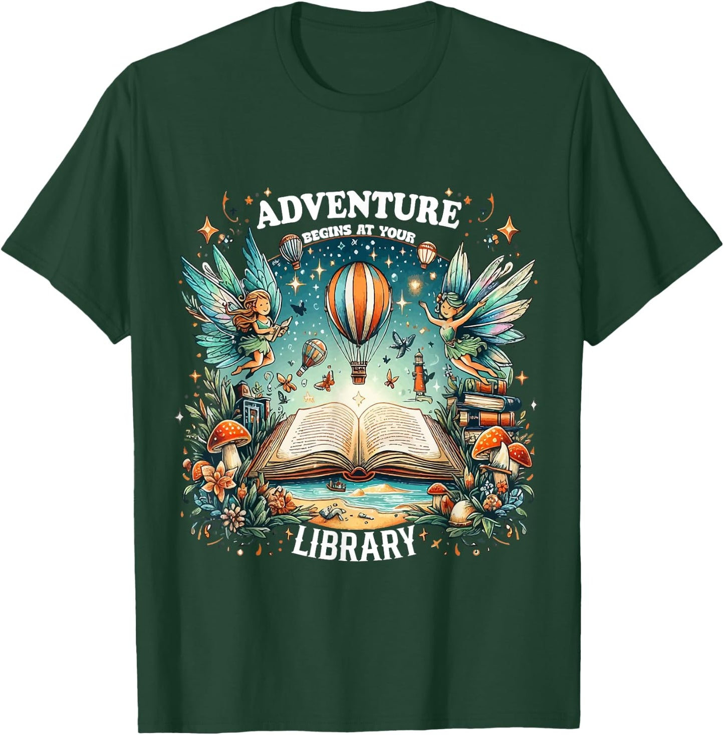 Adventure Begins at Your Library Summer fairies Reading 2024 Men Women T-Shirt - T-Shirt | Forest