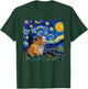 Guinea Pig Van Gogh Style Starry Night Graphic T-Shirt - T-Shirt | Forest