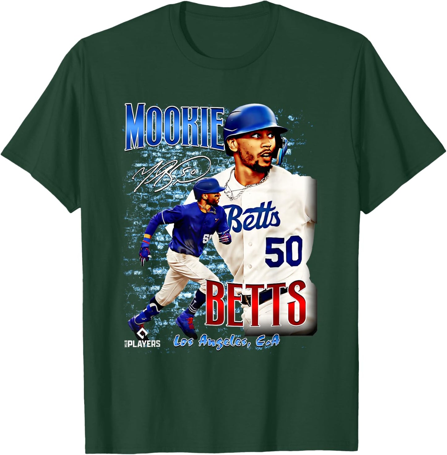 Mookie Betts | Los Angeles Baseball Players | MLBMBE7001 T-Shirt - T-Shirt | Forest