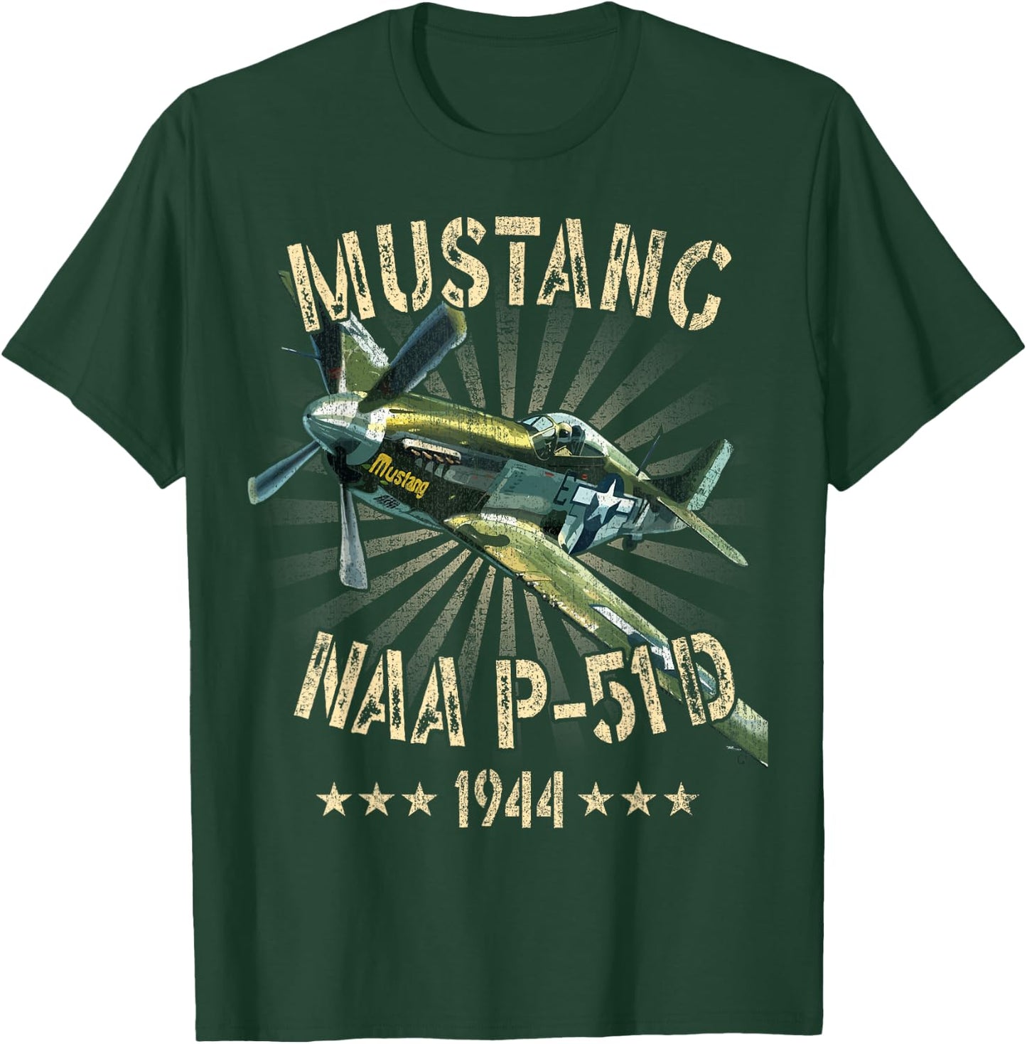 P-51D Mustang Vintage North American P-51D Fighter Warbirds T-Shirt - T-Shirt | Forest