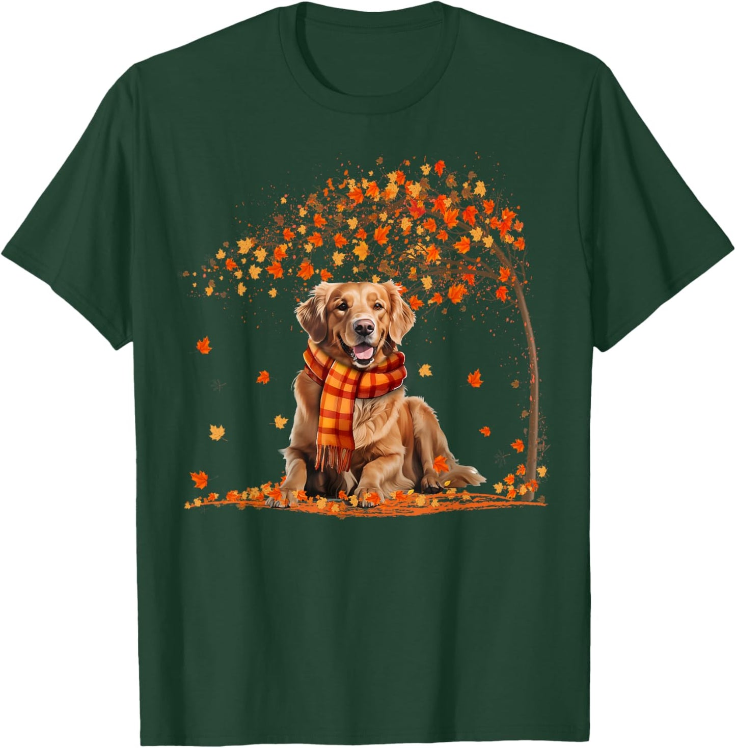 Golden Retrievers Hello Autumn Leaf Fall for Dog Lover T-Shirt - T-Shirt | Forest