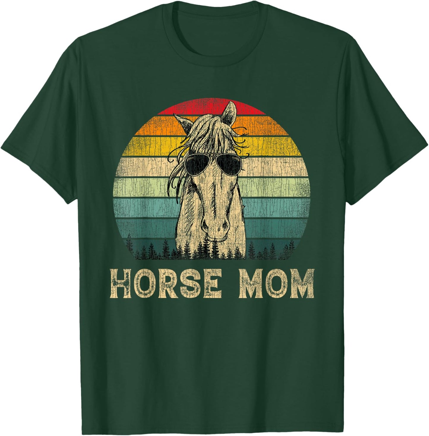 Vintage Horse Mom Horse Lovers Mommy Mother's Day T-Shirt - T-Shirt | Forest
