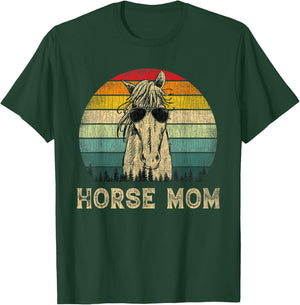 Vintage Horse Mom Horse Lovers Mommy Mother's Day T-Shirt - T-Shirt | Forest