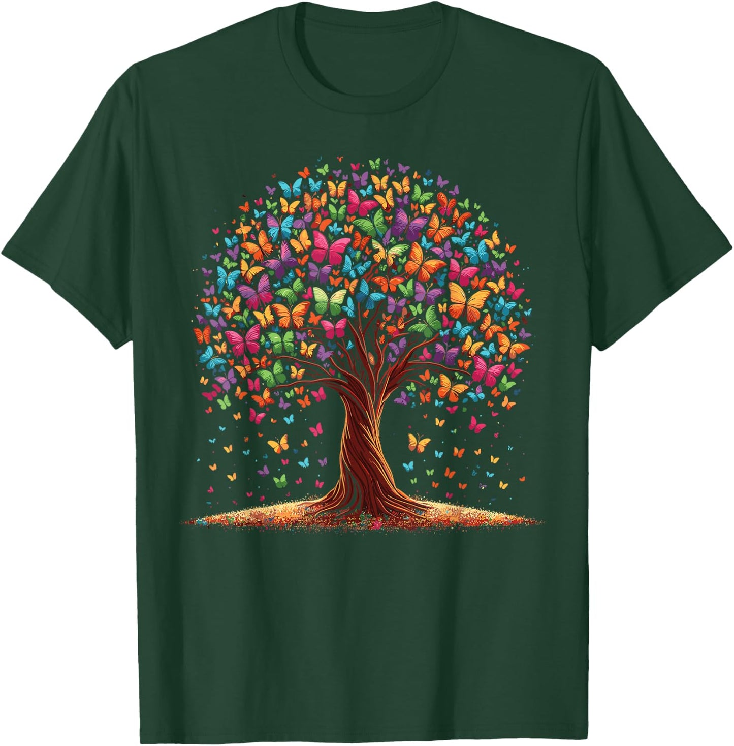 Vibrant Tree of Butterflies T-Shirt - T-Shirt | Forest