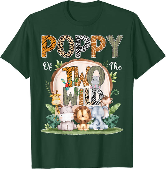 Poppy Of The Two Wild Animal Safari 2Nd Birthday Party T-Shirt - T-Shirt | Forest