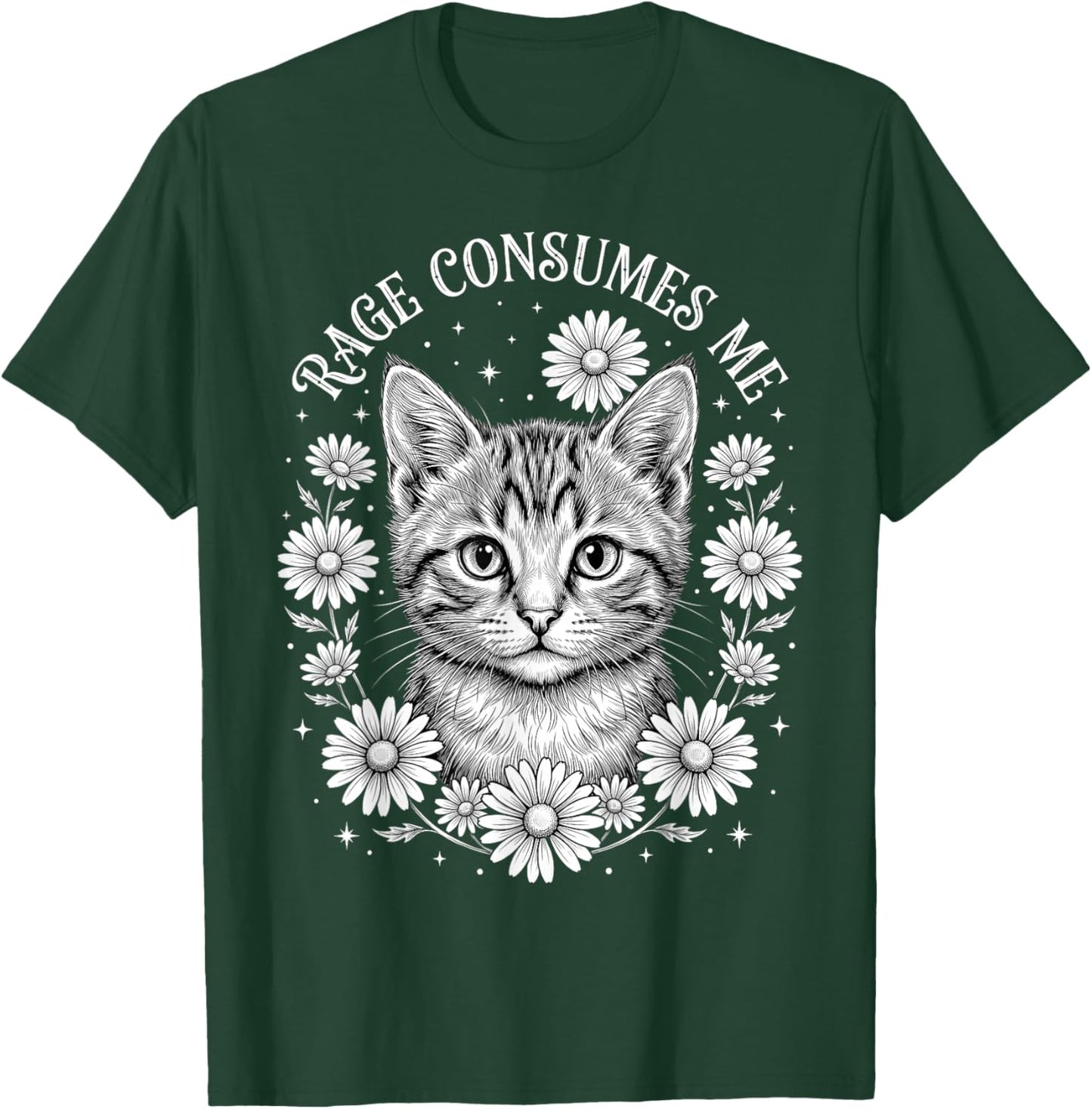 Cute Cat Rage Consumes Me Funny Kitten Flower T-Shirt - T-Shirt | Forest