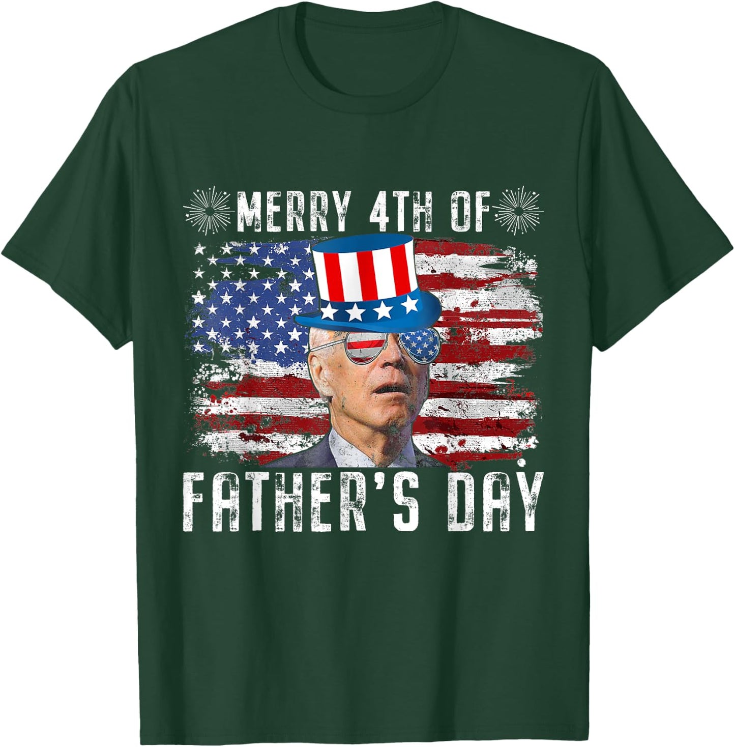 Funny Joe Biden 4th Of July Merry 4th Of Fathers Day US Flag T-Shirt - T-Shirt | Forest