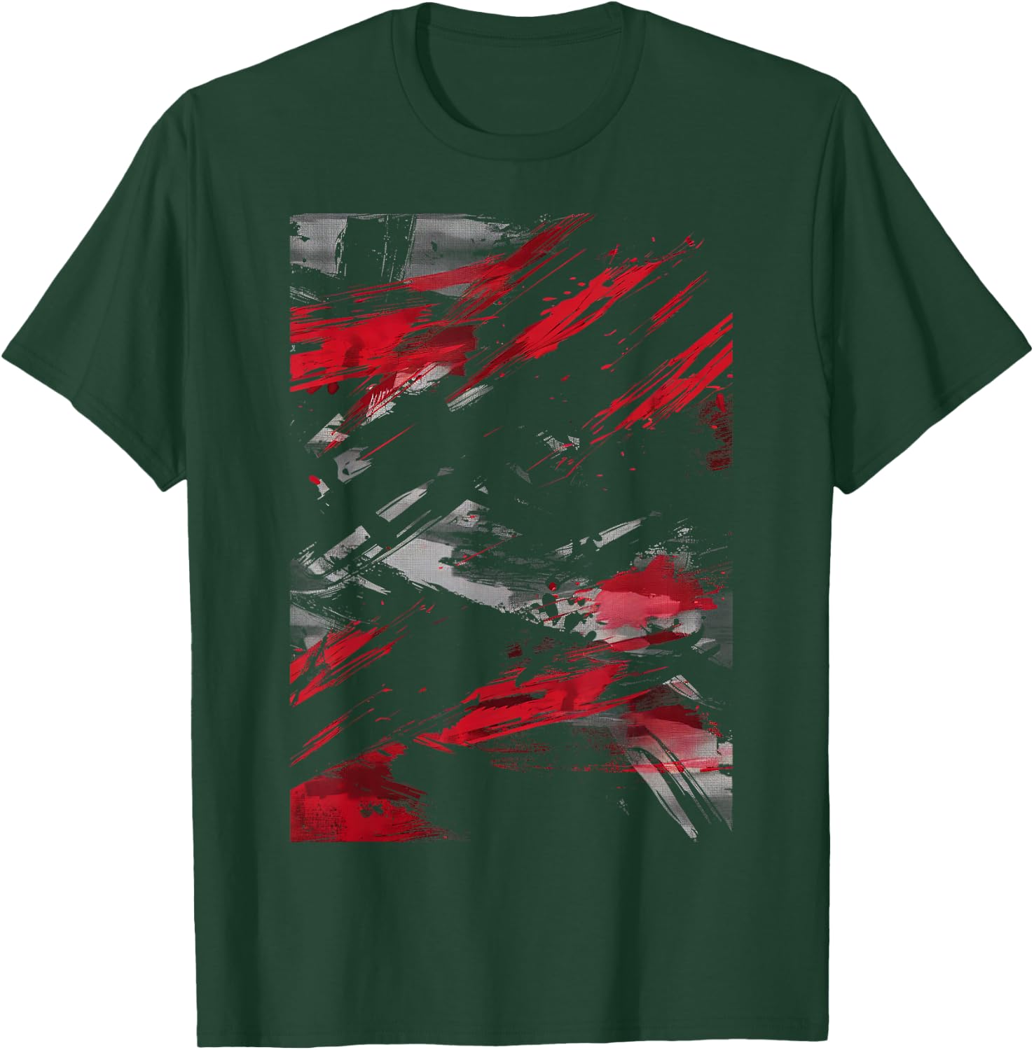 Red and Black Dynamic Splatter Graphic T-Shirt - T-Shirt | Forest
