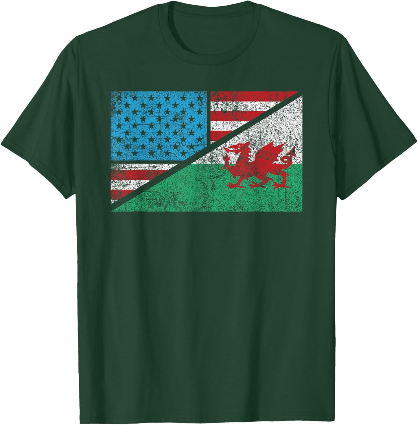 Welsh American distressed flag Wales US history heraldry T-Shirt - T-Shirt | Forest