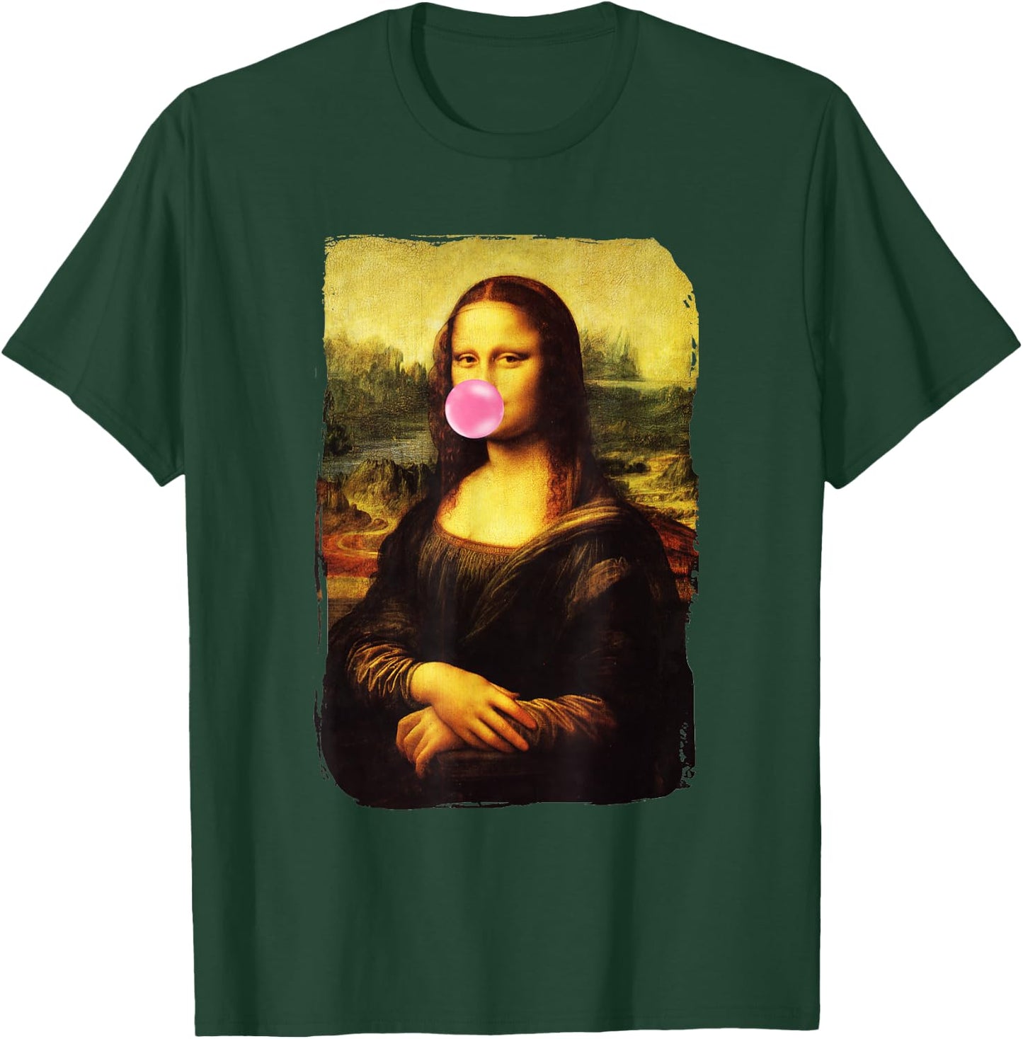 Mona Lisa Blowing Bubble Gum Funny Gioconda T-Shirt - T-Shirt | Forest