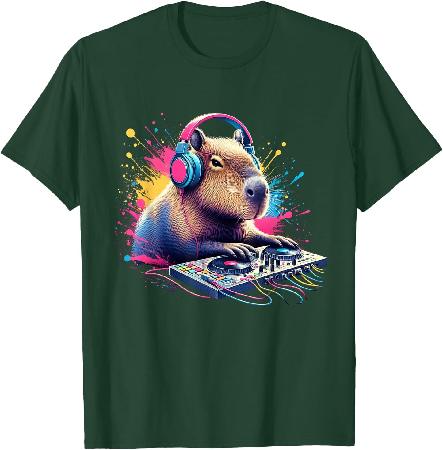 Capybara DJ DJing EDM Funky Dance Club T-Shirt - T-Shirt | Forest