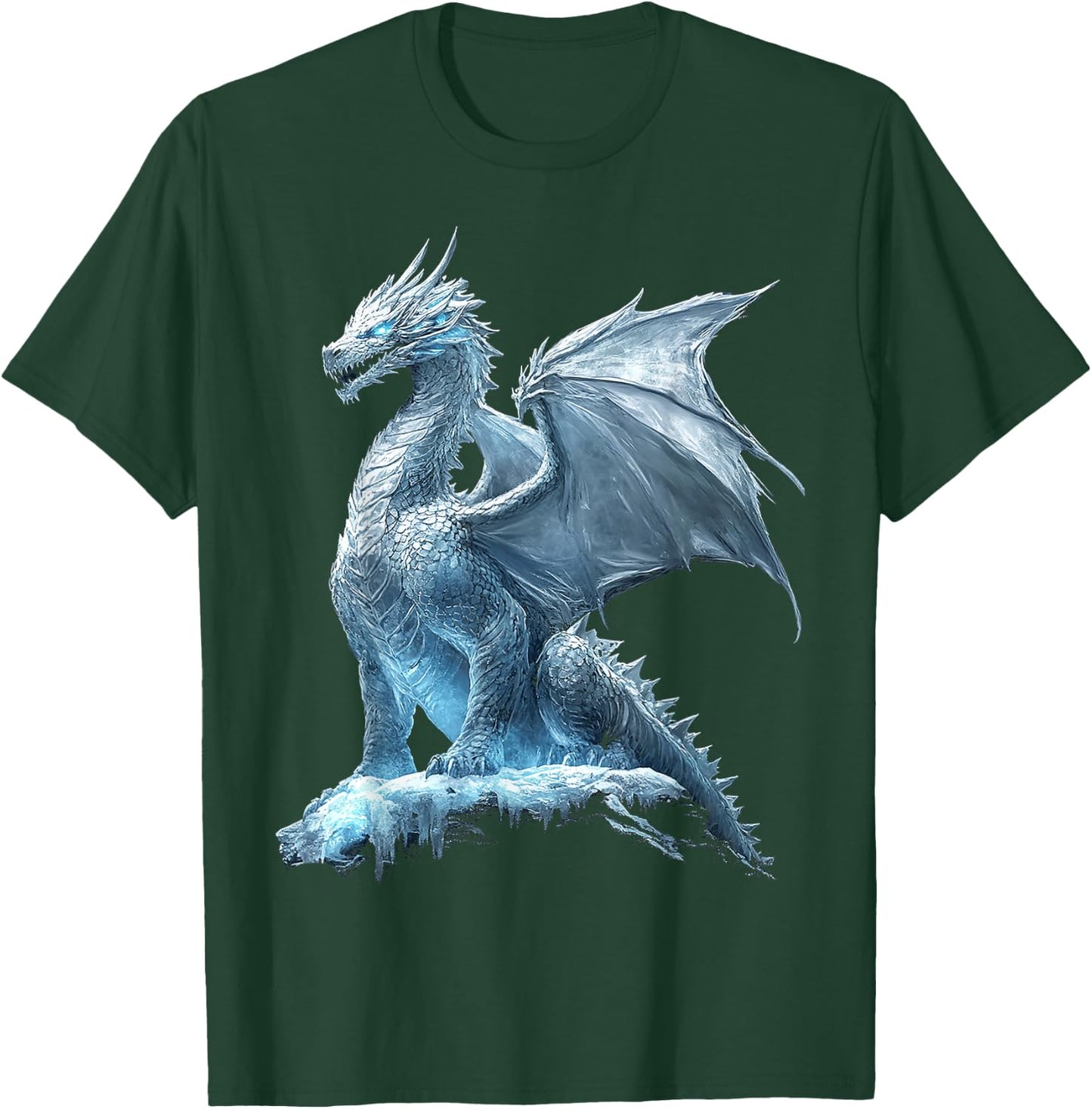 Ice Dragon Motif Mythical Illustration Ice Dragon T-Shirt - T-Shirt | Forest