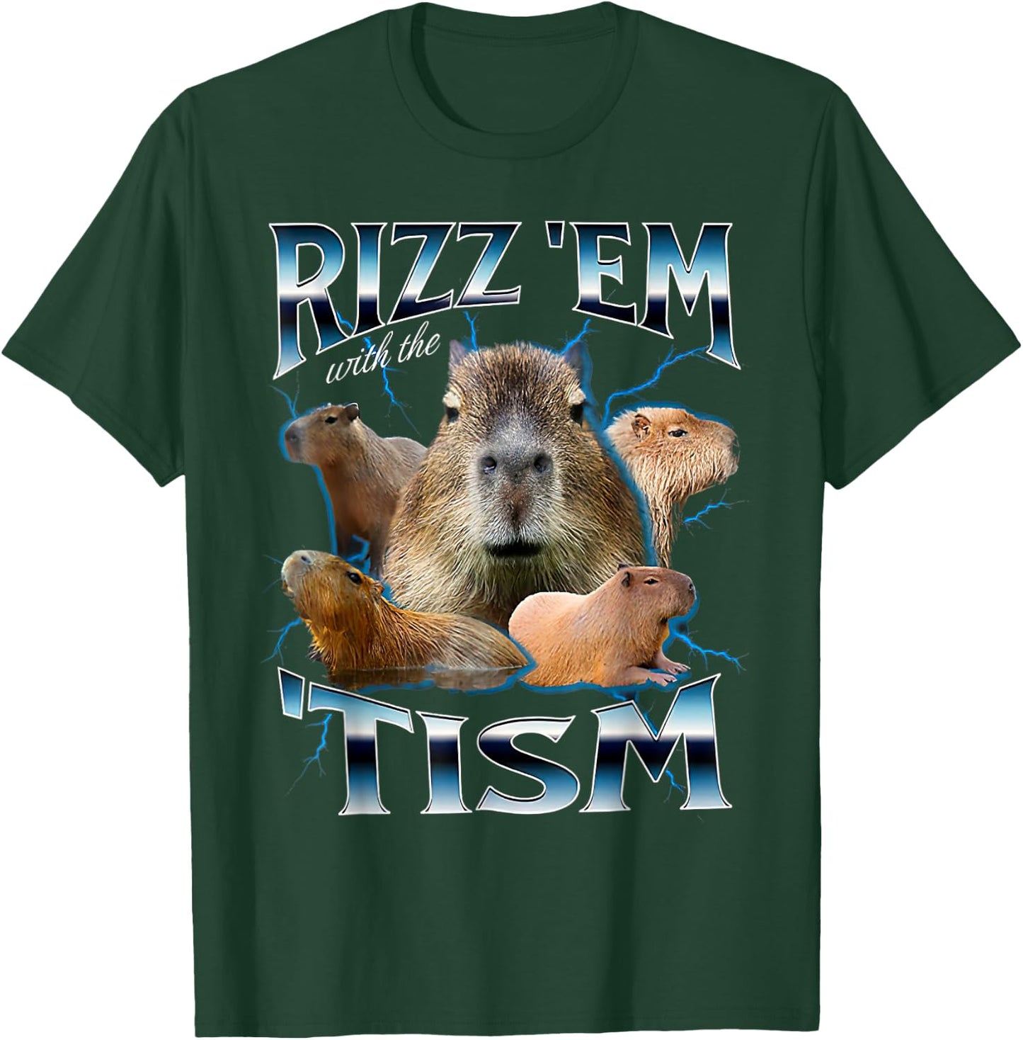 Rizz Em With The Tism Capybara Funny Oddly Dank Meme T-Shirt - T-Shirt | Forest