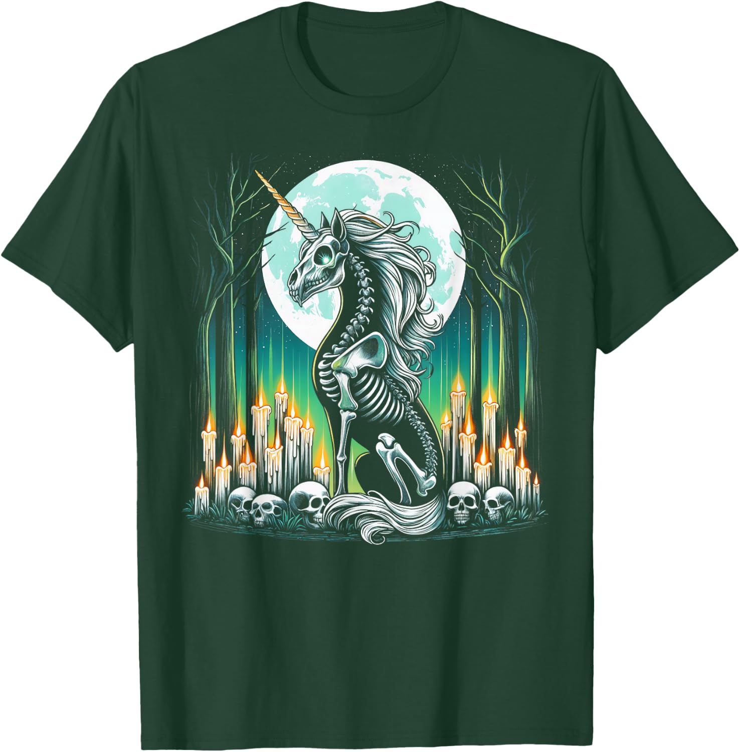 Cool Unicorn Skeleton Halloween Christmas Birthday T-Shirt - T-Shirt | Forest
