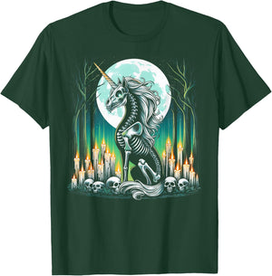 Cool Unicorn Skeleton Halloween Christmas Birthday T-Shirt - T-Shirt | Forest