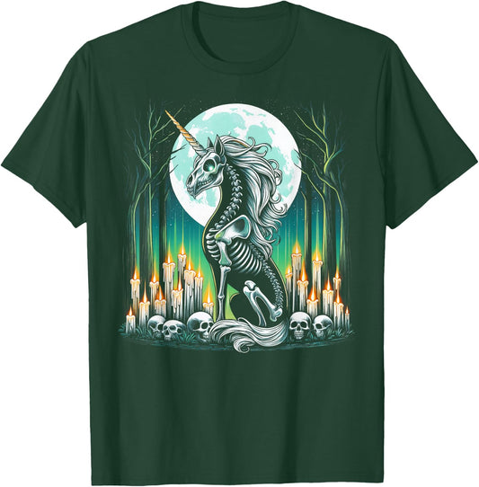 Cool Unicorn Skeleton Halloween Christmas Birthday T-Shirt - T-Shirt | Forest