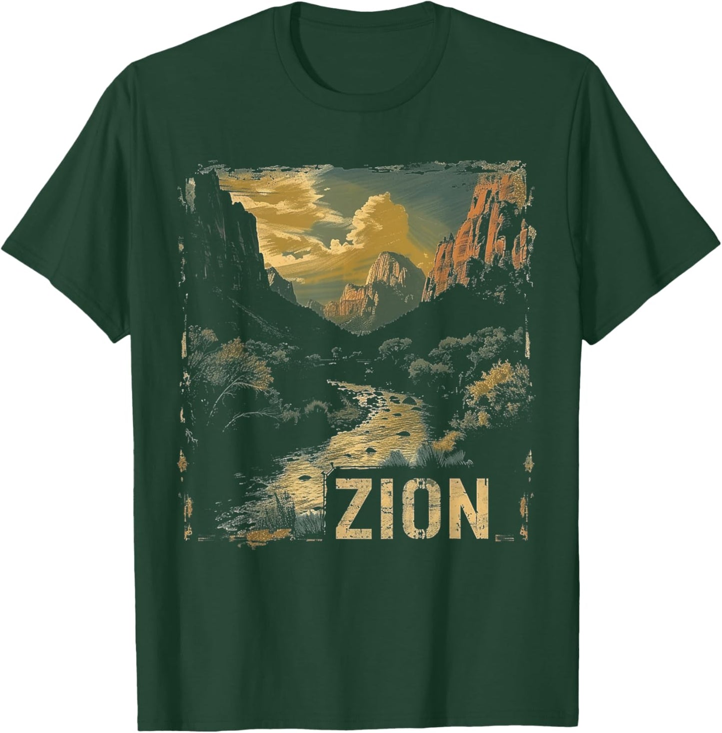Zion - US National Park Vintage Men Women Kids Retro T-Shirt - T-Shirt | Forest
