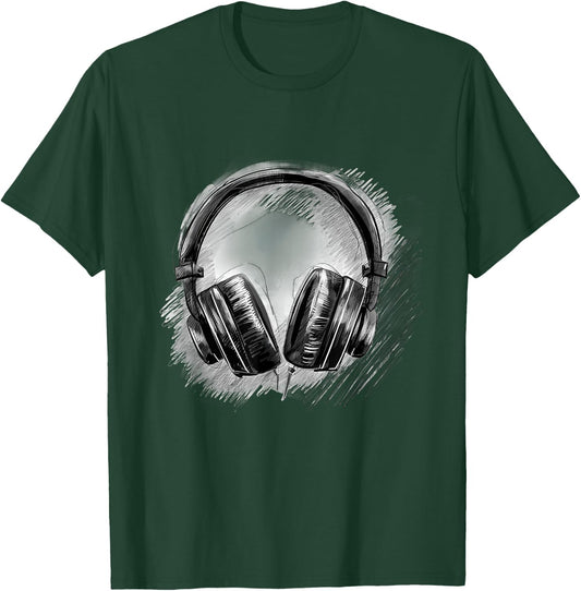 Headphones Music DJ Headphone Lover Music Headphones House T-Shirt - T-Shirt | Forest