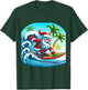 Christmas Surfing Santa Beach Surfboard Palms Women Kids T-Shirt - T-Shirt | Forest