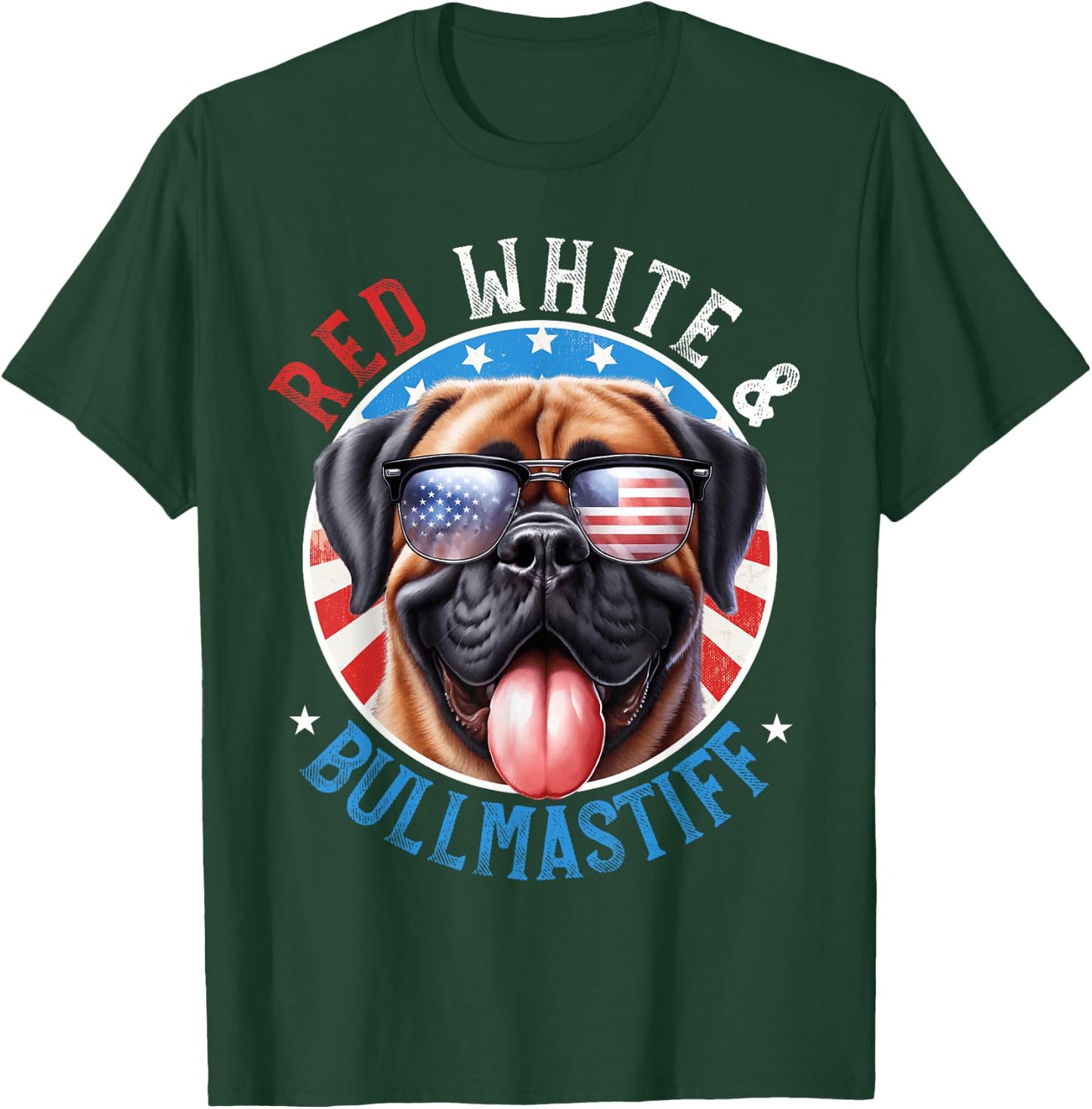 Bullmastiff Dog 4th of July Red White and The Gentle Giant T-Shirt - T-Shirt | Forest
