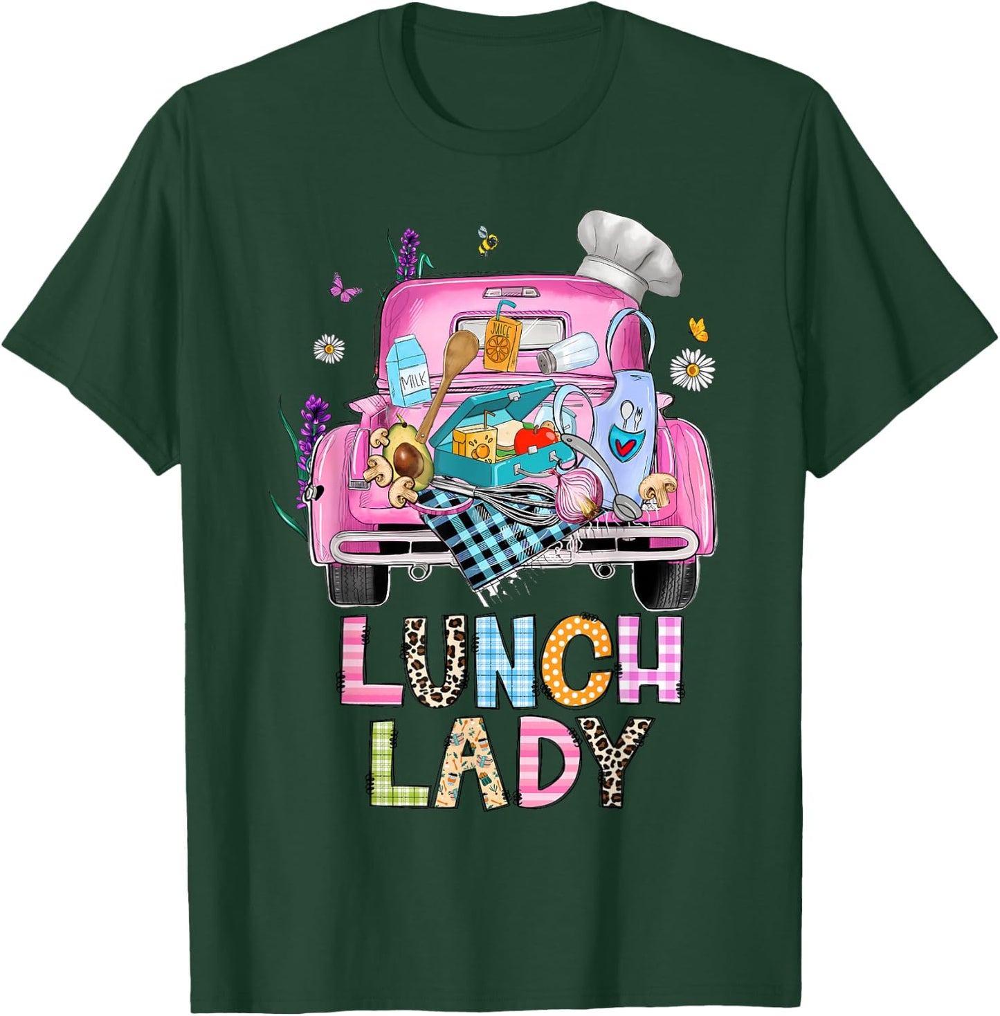 Lunch Lady Cute Truck Lunch Ladies Squad Cafeteria Crew T-Shirt - T-Shirt | Forest