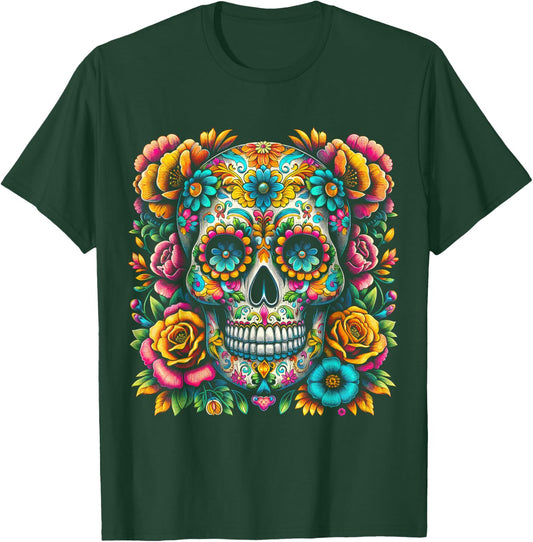 De Los Muertos Day of the Dead Sugar Skull Halloween Women T-Shirt - T-Shirt | Forest