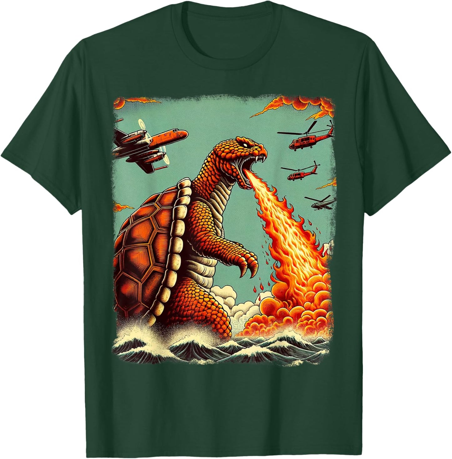 Kaiju Turtle Monster Japanese Turtle Kanagawa Wave Japan T-Shirt - T-Shirt | Forest