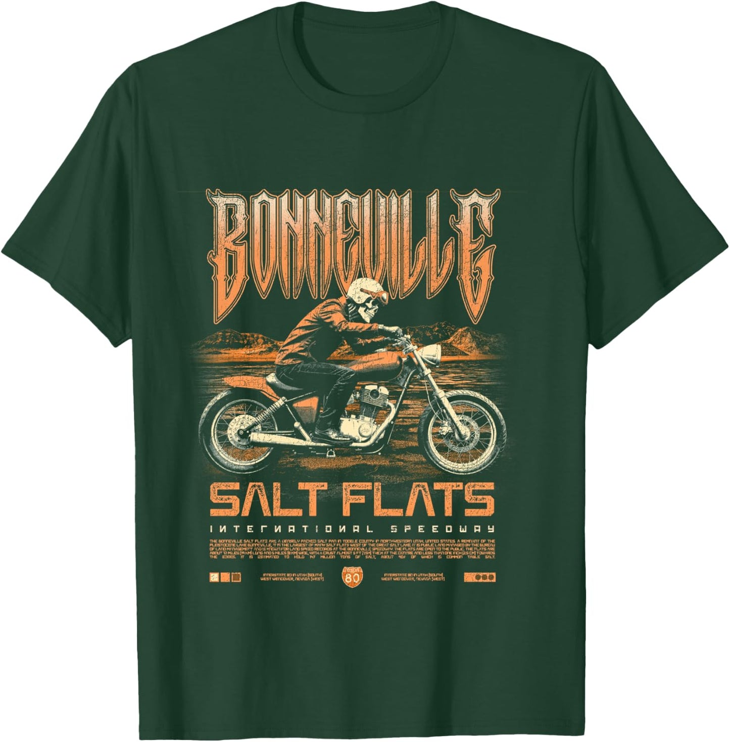 Bonneville Salt Flats Motorcycle Racing Vintage Biker T-Shirt - T-Shirt | Forest
