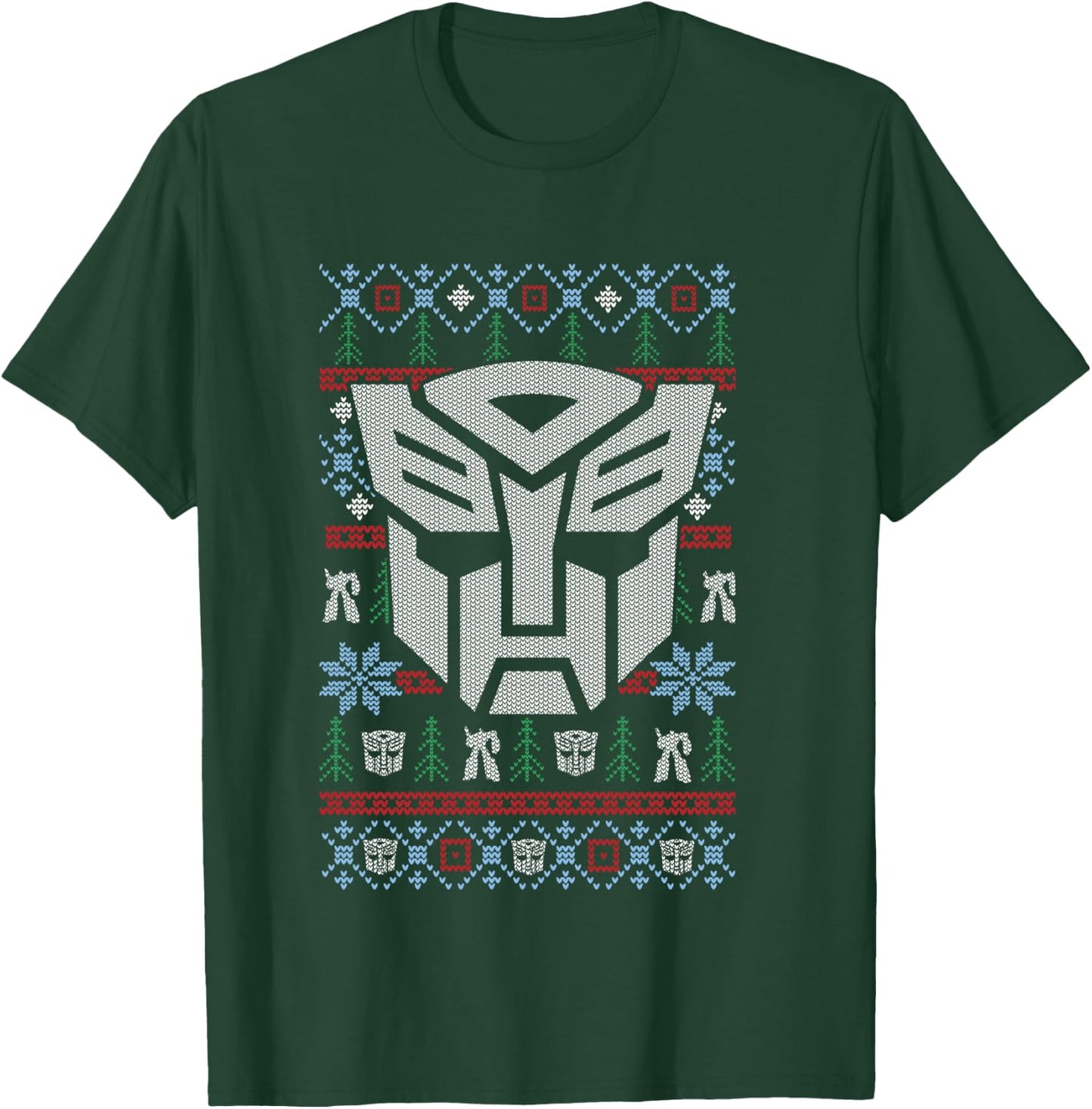 Transformers Christmas Autobots Retro Ugly Sweater Style T-Shirt - T-Shirt | Forest