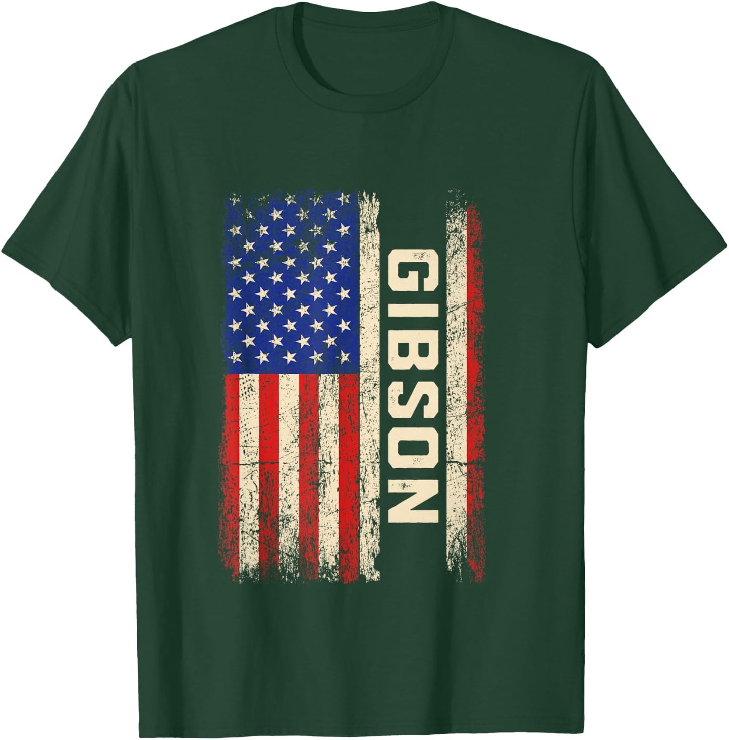 Gibson Last Name Shirt Gibson Name American Flag T-Shirt - T-Shirt | Forest